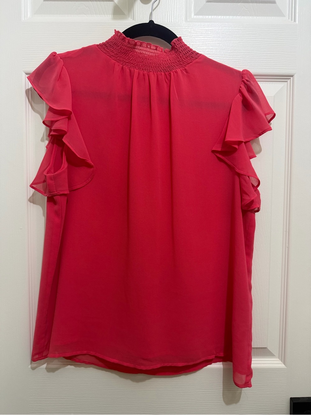 1. State Hot Pink Ruffle Sleeve Smocked Neck Blouse